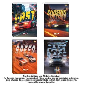 Caderno Universitário Brochura Fast Race 80 Folhas Jandaia - Sortido 