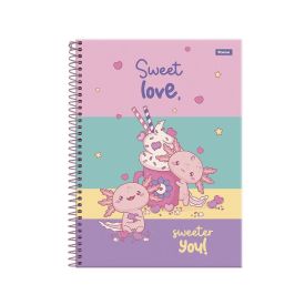 Caderno Universitário Espiral Capa Dura Axolove 160 Folhas Foroni - Sortido