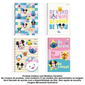 Caderno Universitário Espiral Disney Emoji 80 Folhas Jandaia - Sortido