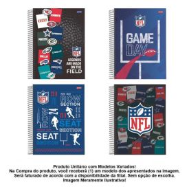 Caderno Universitário Espiral Nfl 160 Folhas Jandaia - Sortido