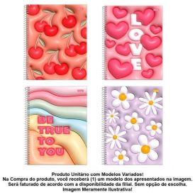 Caderno Universitário Espiral Nice Cream 80 Folhas Foroni - Sortido