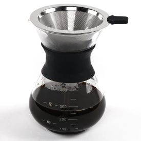 Cafeteira Vidro Com Filtro Inox Drip Hauskraft 400Ml - Transparente e Preto