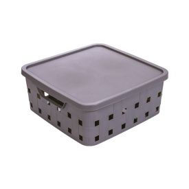 Caixa Organizadora com Tampa Fita 11 Litros Plasútil - Cinza