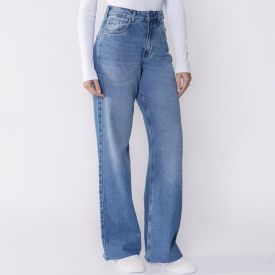 Calça Feminina Wide Leg Jeans Boby Blues Azul Medio