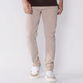 Calça Masculina Slim Estonada De Sarja Thing Caqui