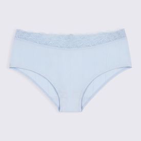 Calcinha Básica Com Renda No Cós Camila Moretti Azul Bb 14-4112