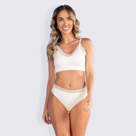Calcinha Fio Dental De Poliamida Camila Moretti Branco