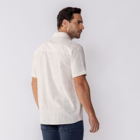 Camisa Masculina Quadriculada Viscolinho Marc Alain Off White