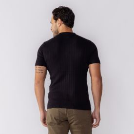 Camisa Polo Masculina Tricot Canelada Thing Preto