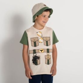 Camiseta 4 a 10 anos Bucket Bolsos + Brinde Chapéu Hot Dog Areia