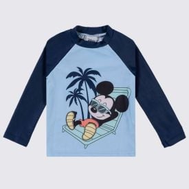 Camiseta Infantil Com Proteção UV Mickey 1 a 3 Anos Disney Azul