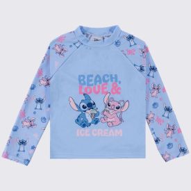 Camiseta Infantil Com Proteção UV Stitch 1 a 3 Anos Disney Azul