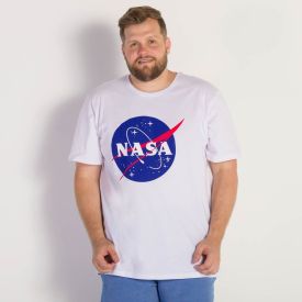 Camiseta Masculino Plus Nasa Logo BandUP Branco