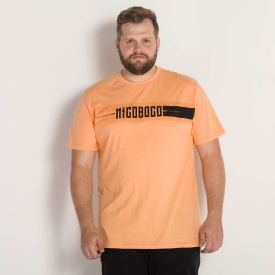 Camiseta Plus Size Meia Malha Estampada Nicoboco Laranja