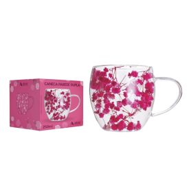 Caneca Parede Dupla Camélia Primavera Allmix 250Ml - Vidro