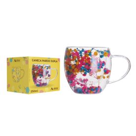 Caneca Parede Dupla Camélia Verão Allmix 250Ml - Vidro