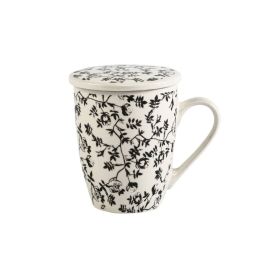 Caneca com Tampa em Porcelana e Filtro de Aço Lyor 340Ml - Flowers