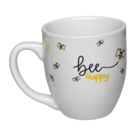 Caneca Porcelana Bee Happy Hauskraft 300Ml - 300Ml