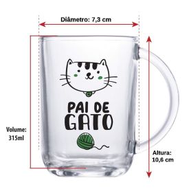 Caneca Pai De Gato Verona Ruvolo 315Ml - Vidro