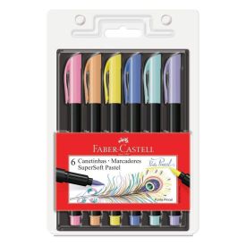 Caneta Brush Supersoft Pastel Faber Castell - 6 Unidades