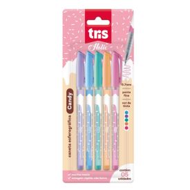 Caneta Esferográfica 0.7 Candy Tris - 5 Cores