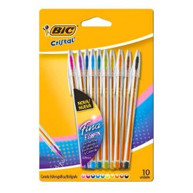 Caneta Esferogr&aacute;fica Cristal 0.8 Bic - 10 Cores