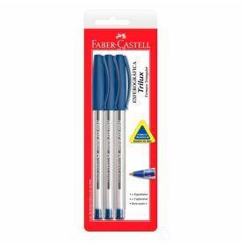 Caneta Esferográfica Trilux Azul 3 Unidades Faber Castell - SM/032AZ