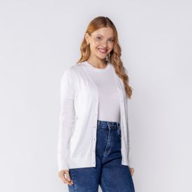 Cardigan Feminino De Tricot Decote V Patricia Foster