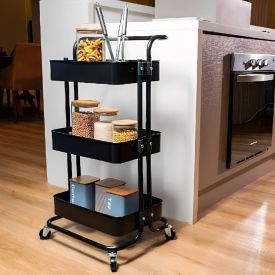 Carrinho Dubai Multiuso 3 Prateleiras Havan Casa - Preto