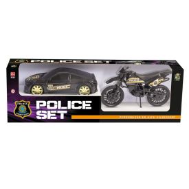 Carro Com Moto Pol&iacute;cia Set 306 Bs Toys - Preto