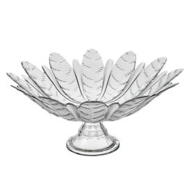 Centro de Mesa Folhas com Pé 39Cm Vitazza - Transparente