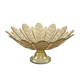 Centro de Mesa Folhas com Pé Âmbar Vitazza - 39Cm