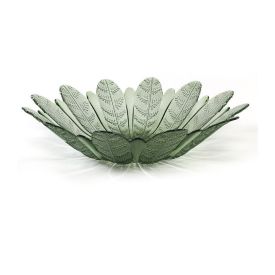 Centro De Mesa Folhas Verde Vitazza 39Cm - Vidro