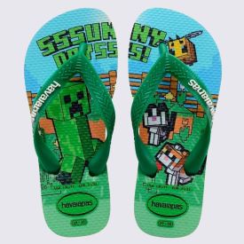 Chinelo Havaianas Infantil Minecraft Verde Patria