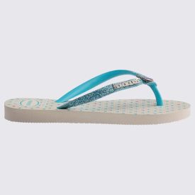 Chinelo Havaianas Infantil Slim Glitter Bege Palha