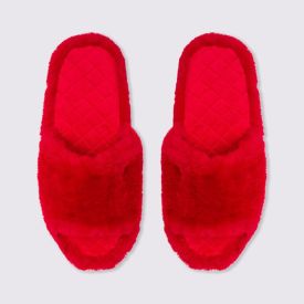 Chinelo Slide De Pelos Camila Moretti - VERMELHO ESCURO 39/40