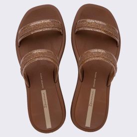 Chinelo Slide Ipanema Feminino Glow Trendy Marrom/Glitter