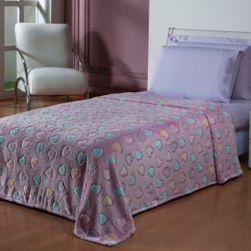 Cobertor Infantil Mágico Encantos Brilha No Escuro Havan Kids - Corações Pink