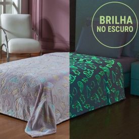 Cobertor Infantil Mágico Encantos Brilha No Escuro - Rainbow Rosa