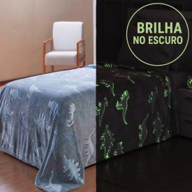 Cobertor Infantil Mágico Encantos Brilha No Escuro - Azul Jurassic