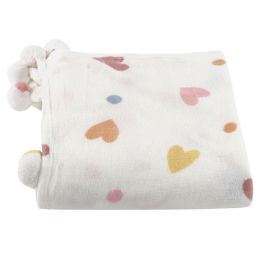 Cobertor Solteiro Infantil 100% Poliéster Pompom Havan Kids - Coração Color