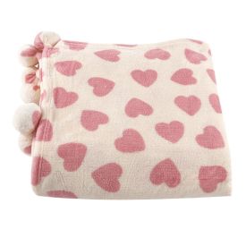 Cobertor Solteiro Infantil 100% Poliéster Pompom Havan Kids - Coração Rose