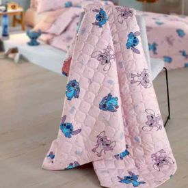 Cobre Leito Solteiro Disney Hedrons 1 Pç - Stitch Love Rotativo