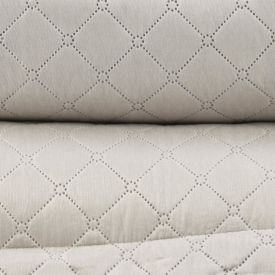 Kit Colcha Casal 100% Poliéster Lisa Versalhes Havan Casa 3 Pçs - Bege Cru