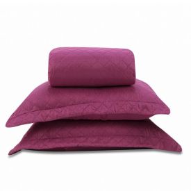 Kit Colcha King 100% Poliéster Lisa Versalhes Havan Casa 3 Pçs - Rosa Malva