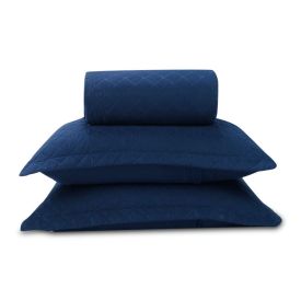 Kit Colcha King 100% Poliéster Lisa Versalhes Havan Casa 3 Peças - Midnight Blue