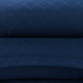 Kit Colcha King 100% Poliéster Lisa Versalhes Havan Casa 3 Peças - Midnight Blue