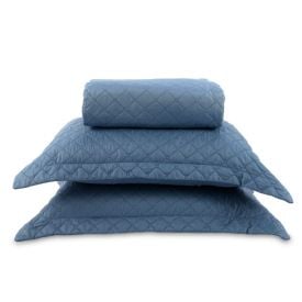 Kit Colcha King 100% Poliéster Lisa Versalhes Havan Casa 3 Peças - Azul