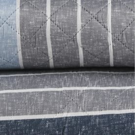 Kit Colcha King 100% Poliéster Havan Casa 3 Pçs - Ronnie Azul Listra