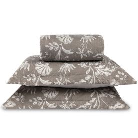 Kit Colcha King Versalhes Estampada Havan Casa 3 Peças - Floral Taupe